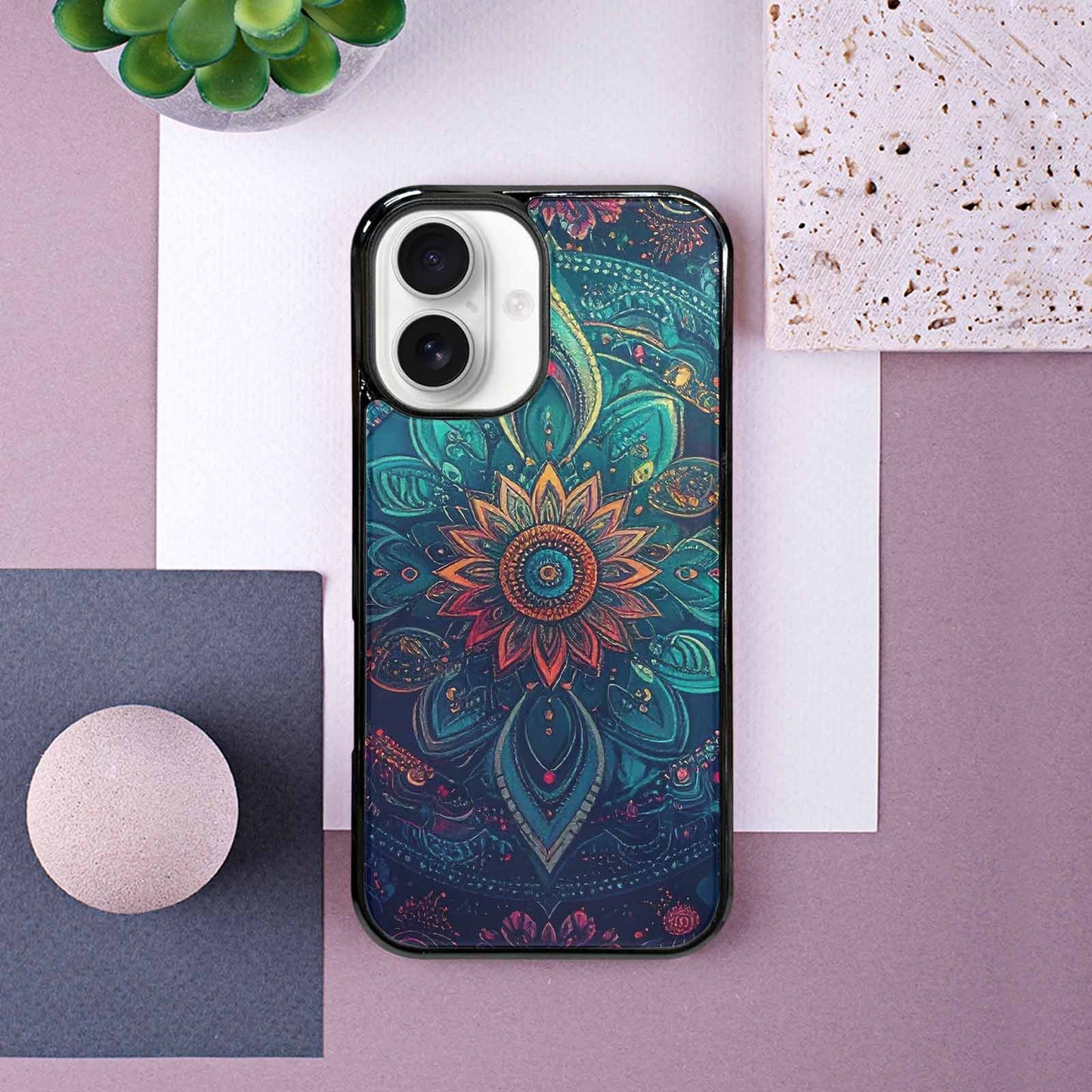 iPhone 16 Case — Paisley Mandala, Custom Art Phone Cover