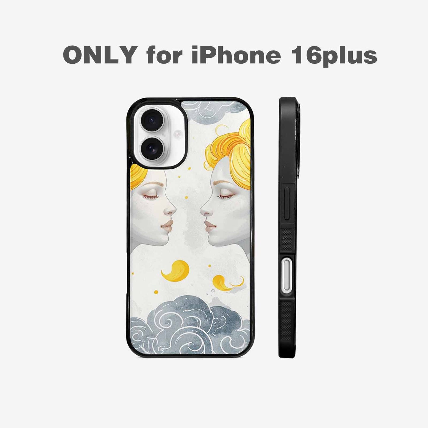 iPhone 16 Plus Case — Gemini Twins Zodiac Pattern Seamless Repeat, Custom Made Phone Cover