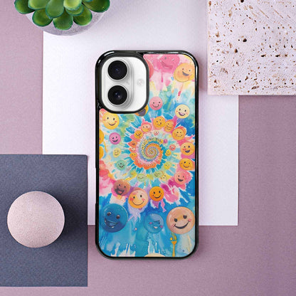iPhone 16 Case — Smiley Facessmiley Faces Tie D, Custom Print Case Cover