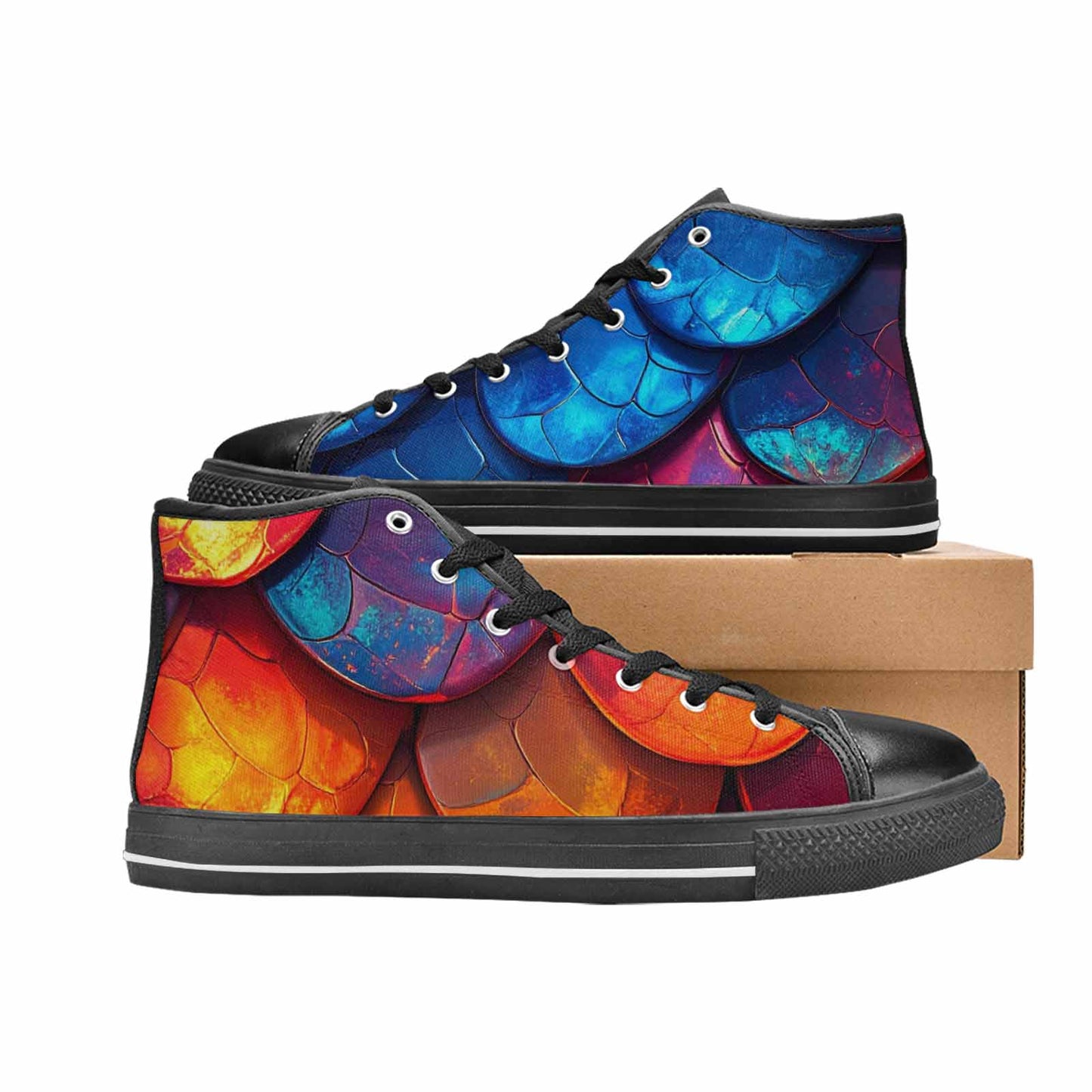 MEN'S Dark Snake Print High Top Canvas Y2K Custom Sneakers