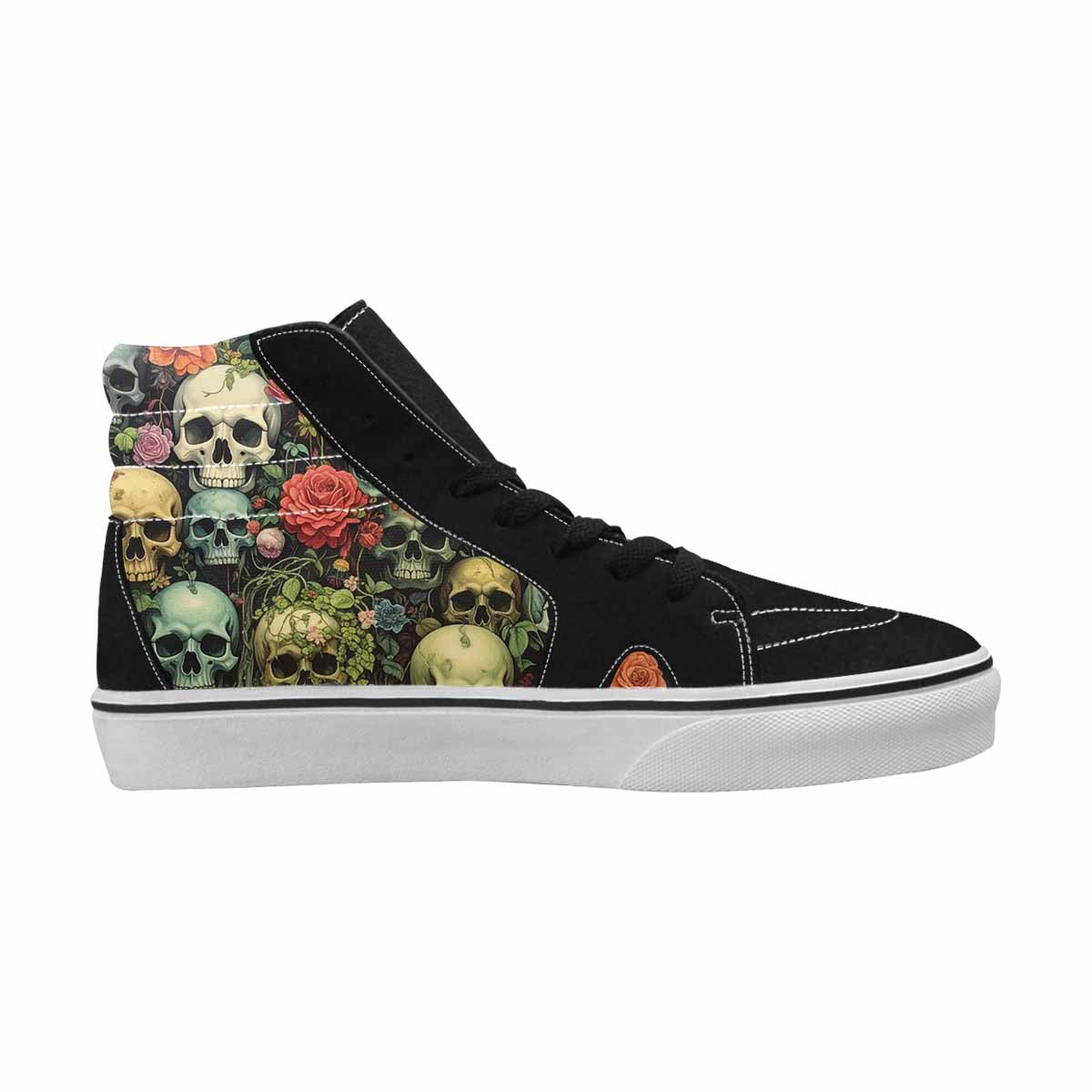 MEN'S Skulls  Botanical Skulls High Top Canvas Grunge Custom Shoes