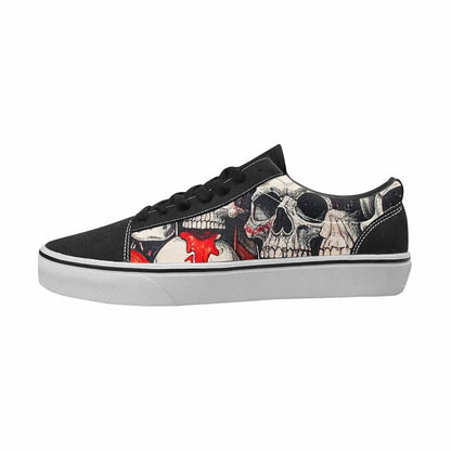 WOMEN'S Skulls Black & Red Ink Canvas Original Design Y2K Customized Sneakers