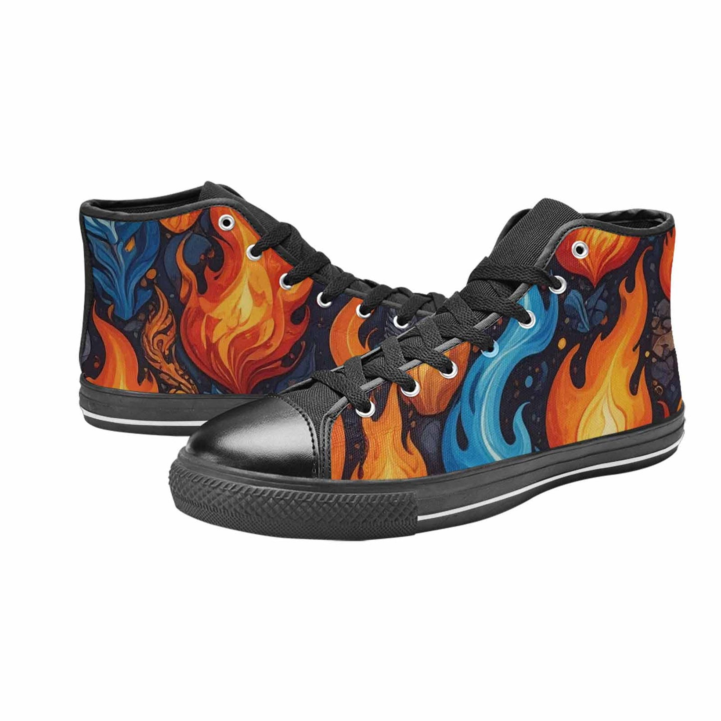 MEN'S Fire Flame High Top Canvas Cottagecore Custom Shoes