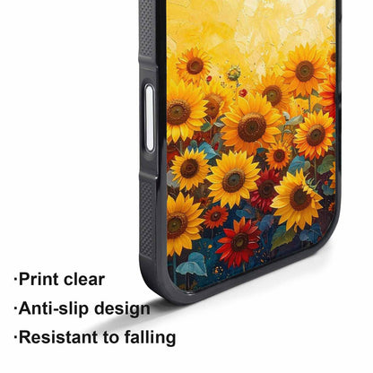 iPhone 17 Pro Case — Full Color Vibrant Sunflower Burst Floral, Personalized Phone Case