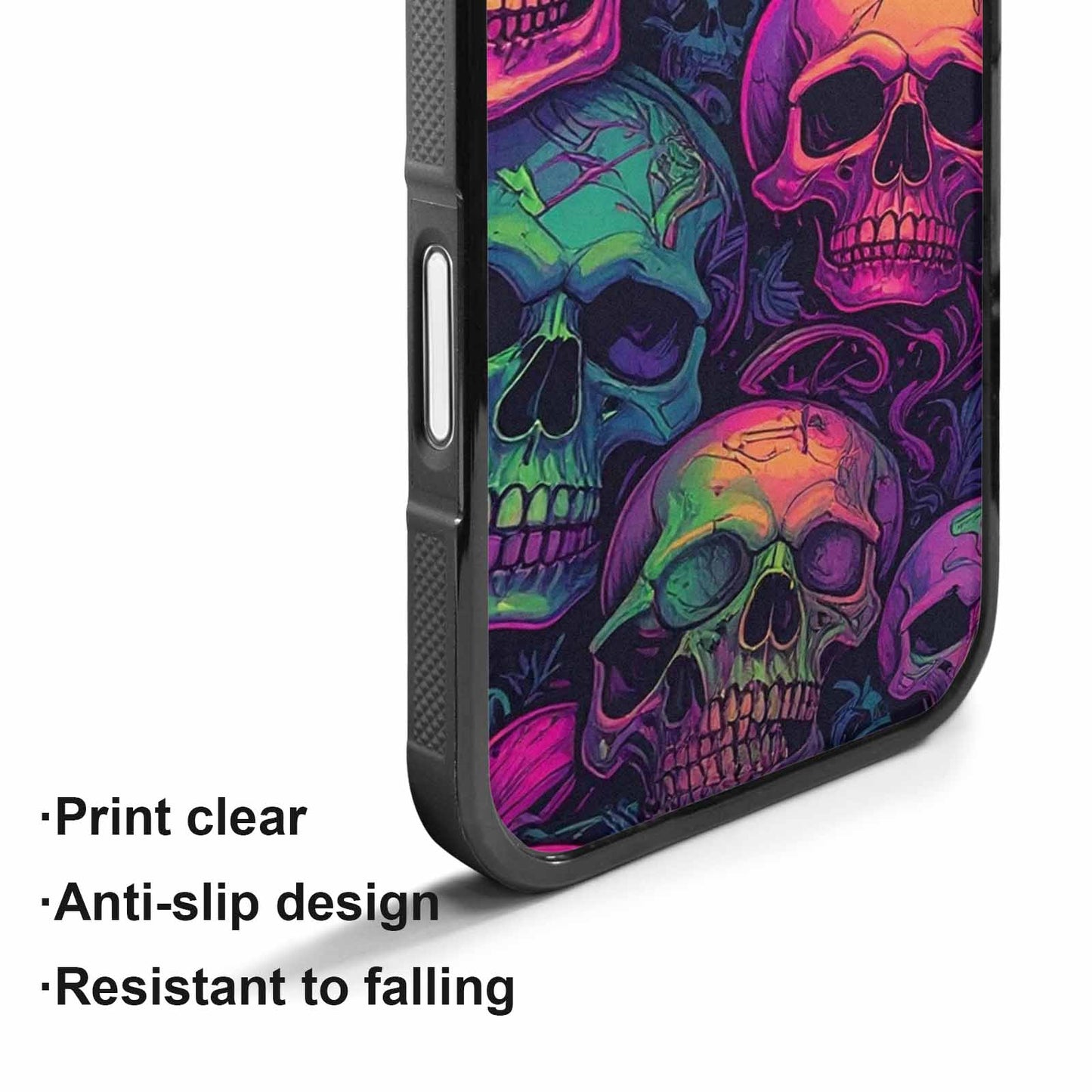 iPhone 17 Case — Skulls Neon Punk Small Gothic Skulls, Custom Made Phone Cover