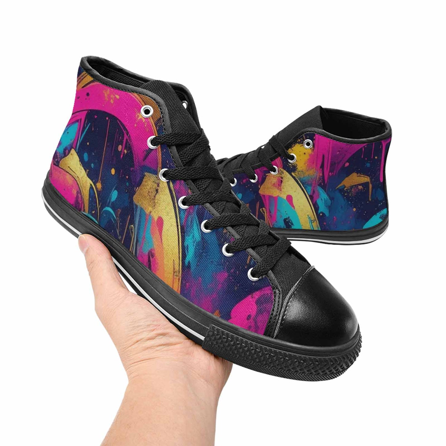 WOMEN'S Paint Splatter High Top Canvas Y2K Custom Sneakers