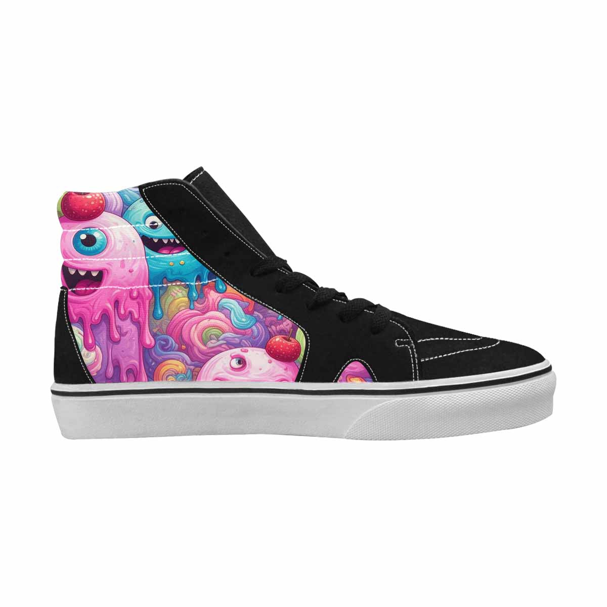 MEN'S Melting Icecream Monster Cherry High Top Canvas Surreal Shoes