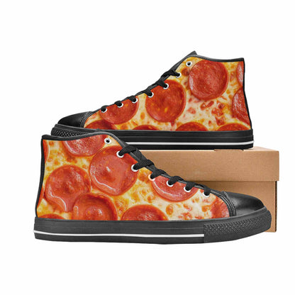 MEN'S Pepperoni Pizza Print High Top Canvas Grunge Sneakers