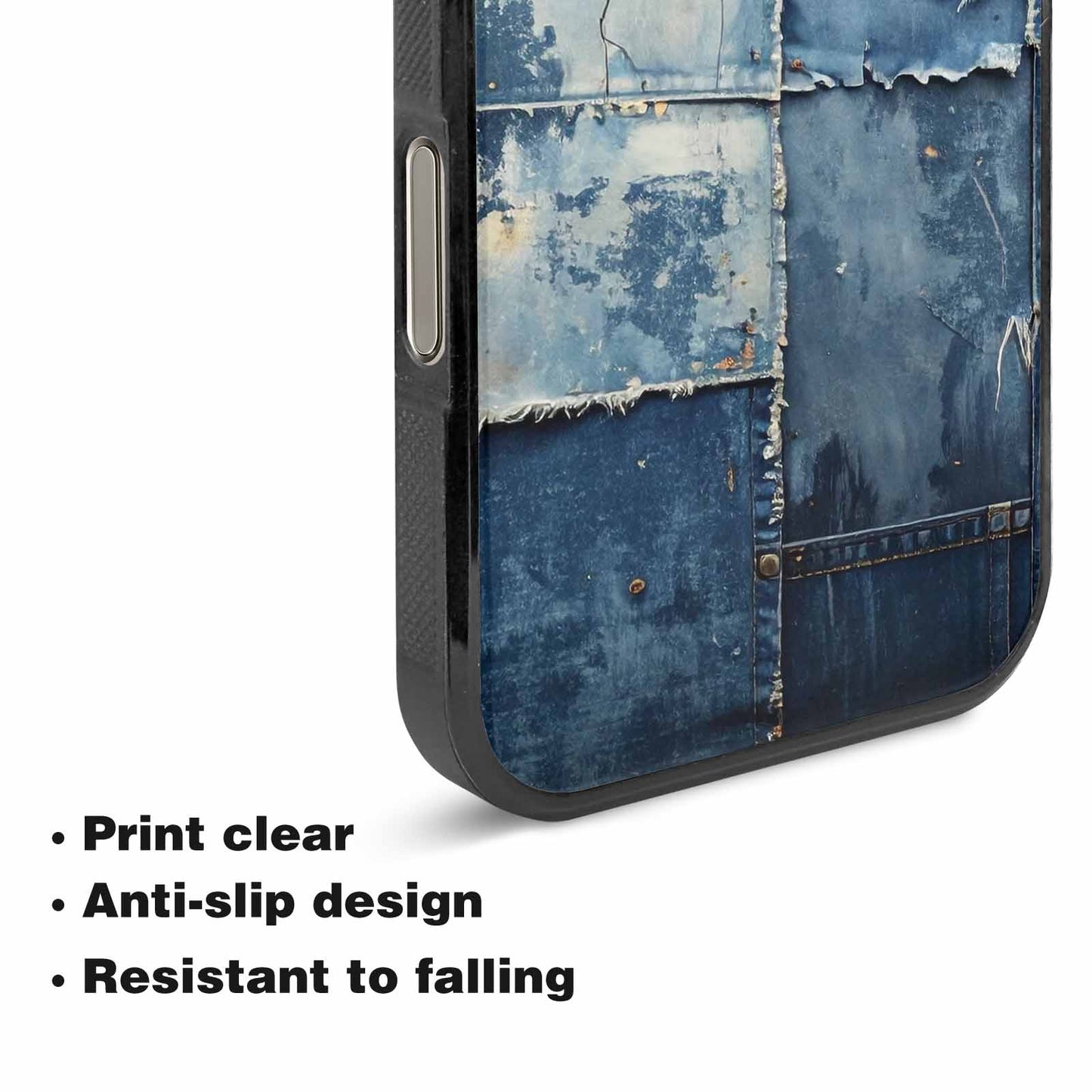 iPhone 16 Pro Case — Denim Distressed Textures Print Edge To, Original Design Phone Case