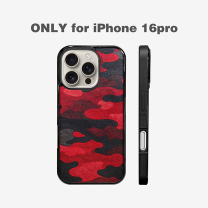 iPhone 16 Pro Case — Tactical Camo Red Black Custom, Custom Printed Phone Case