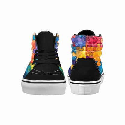 MEN'S Autism Puzzle Pieces High Top Canvas Neon Fantasy Custom Shoes