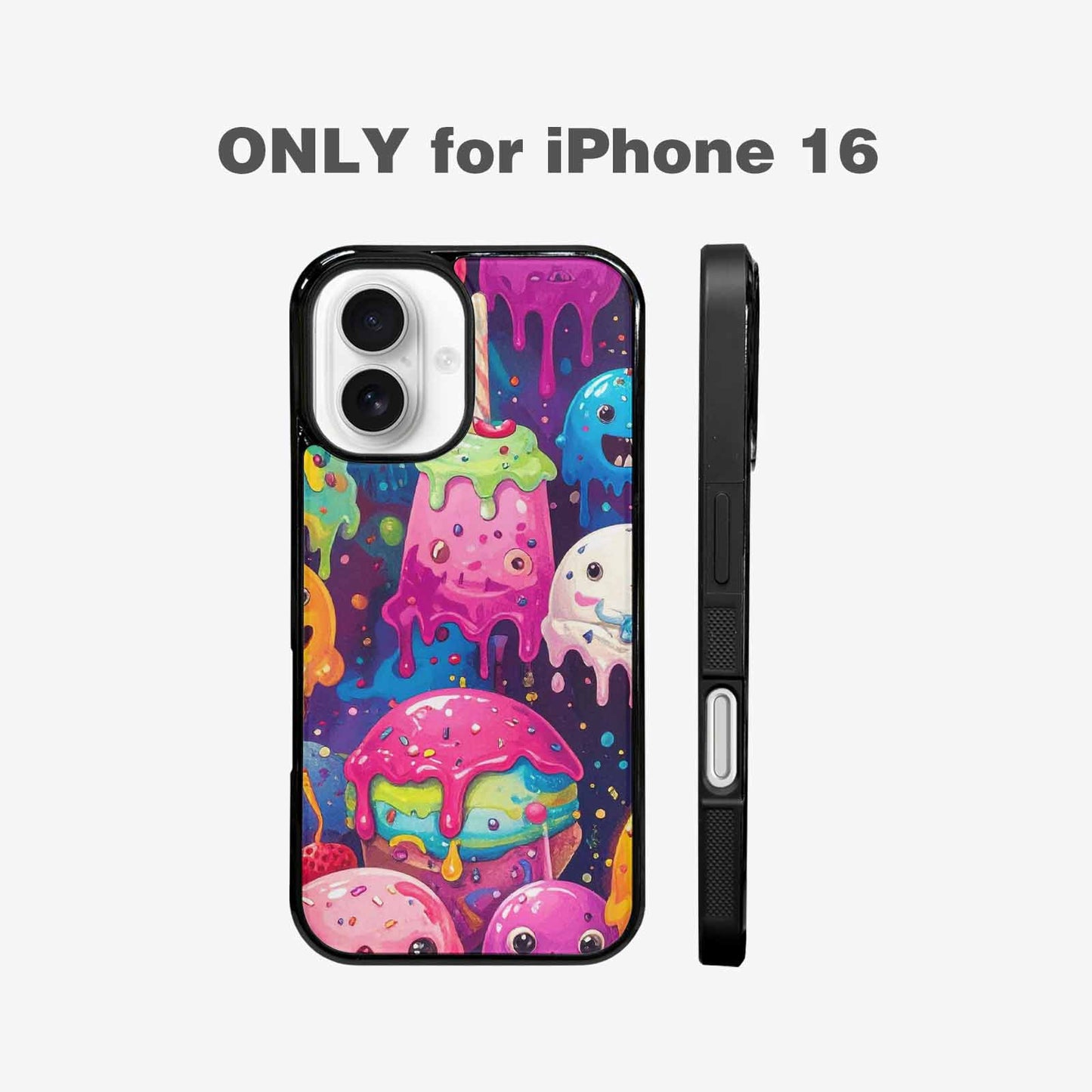iPhone 16 Case — Melting Ice Cream Monster Charac, Custom Printed Phone Case