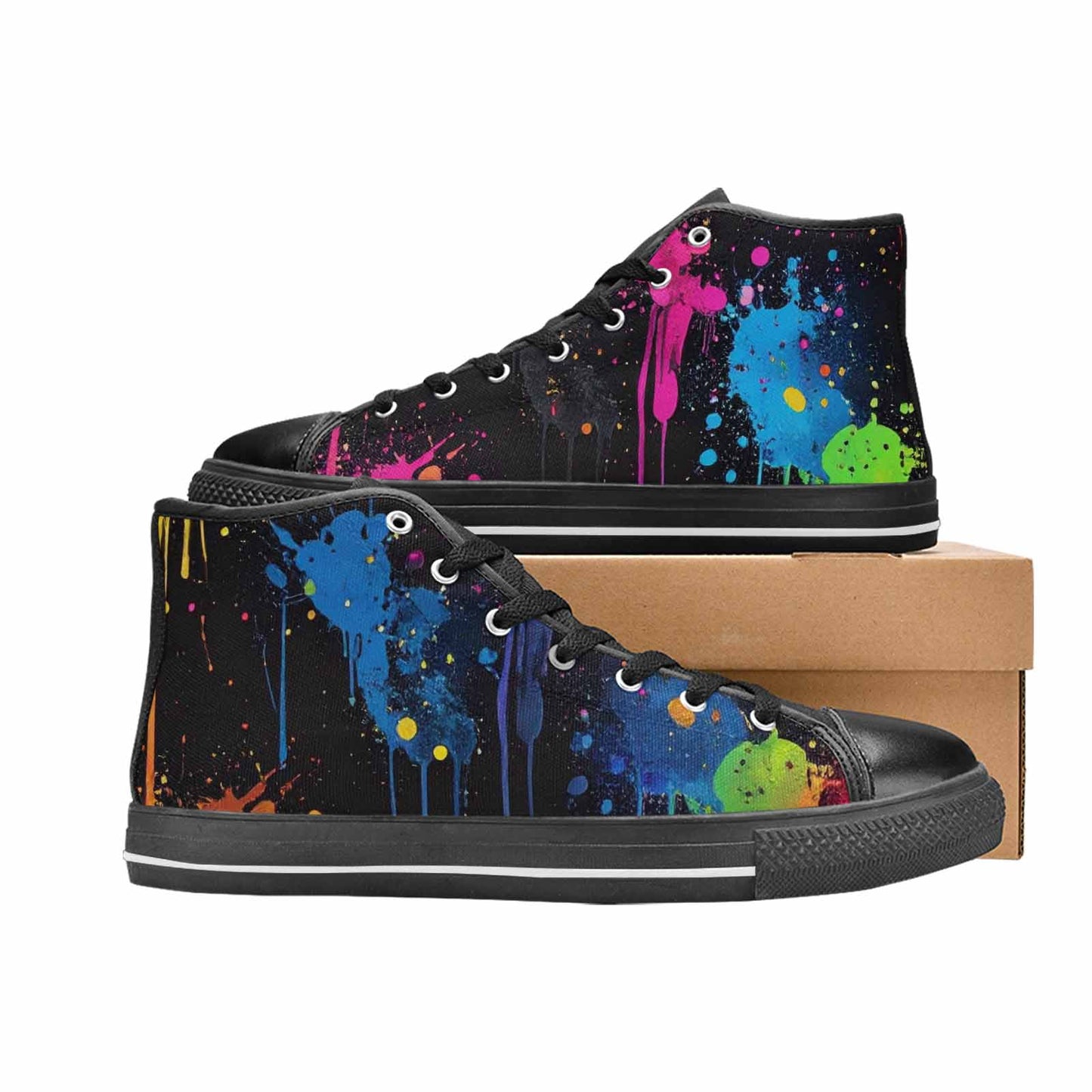 WOMEN'S Paint Splatter High Top Canvas Wallpaper Art Custom Shoes
