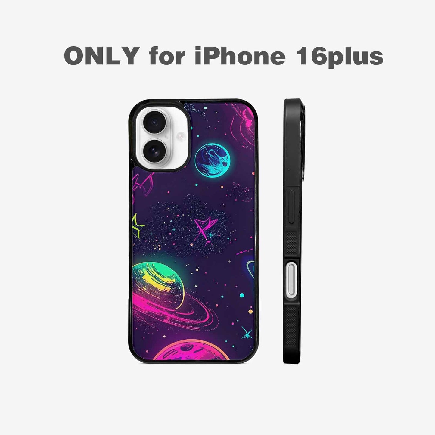 iPhone 16 Plus Case — Space Galaxy Astronaut Pattern Planets Stars, Custom Print Case Cover