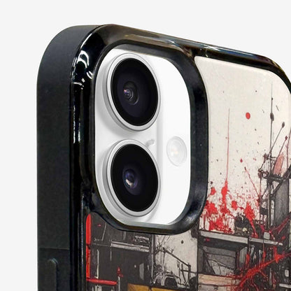 iPhone 16 Case — Liminal Space Fragment Black Red Ink, Custom Print Case Cover