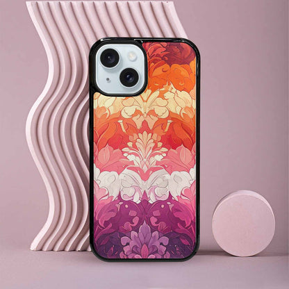 iPhone 15 Case — Lesbian Flag Color Theme Small Rainbow, Unique Phone Case Design