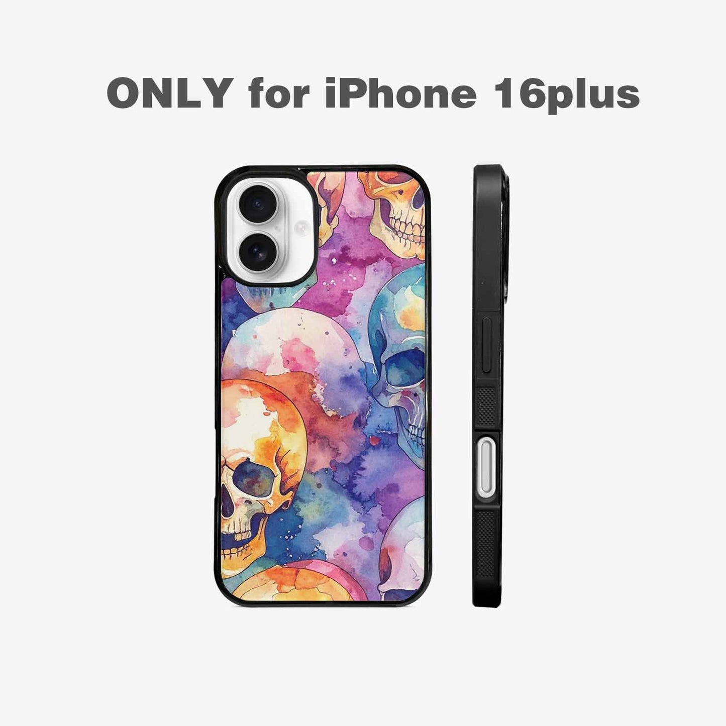 iPhone 16 Plus Case — Kulls Watercolor Skulls Small Skull Pattern, Custom Made Phone Cover