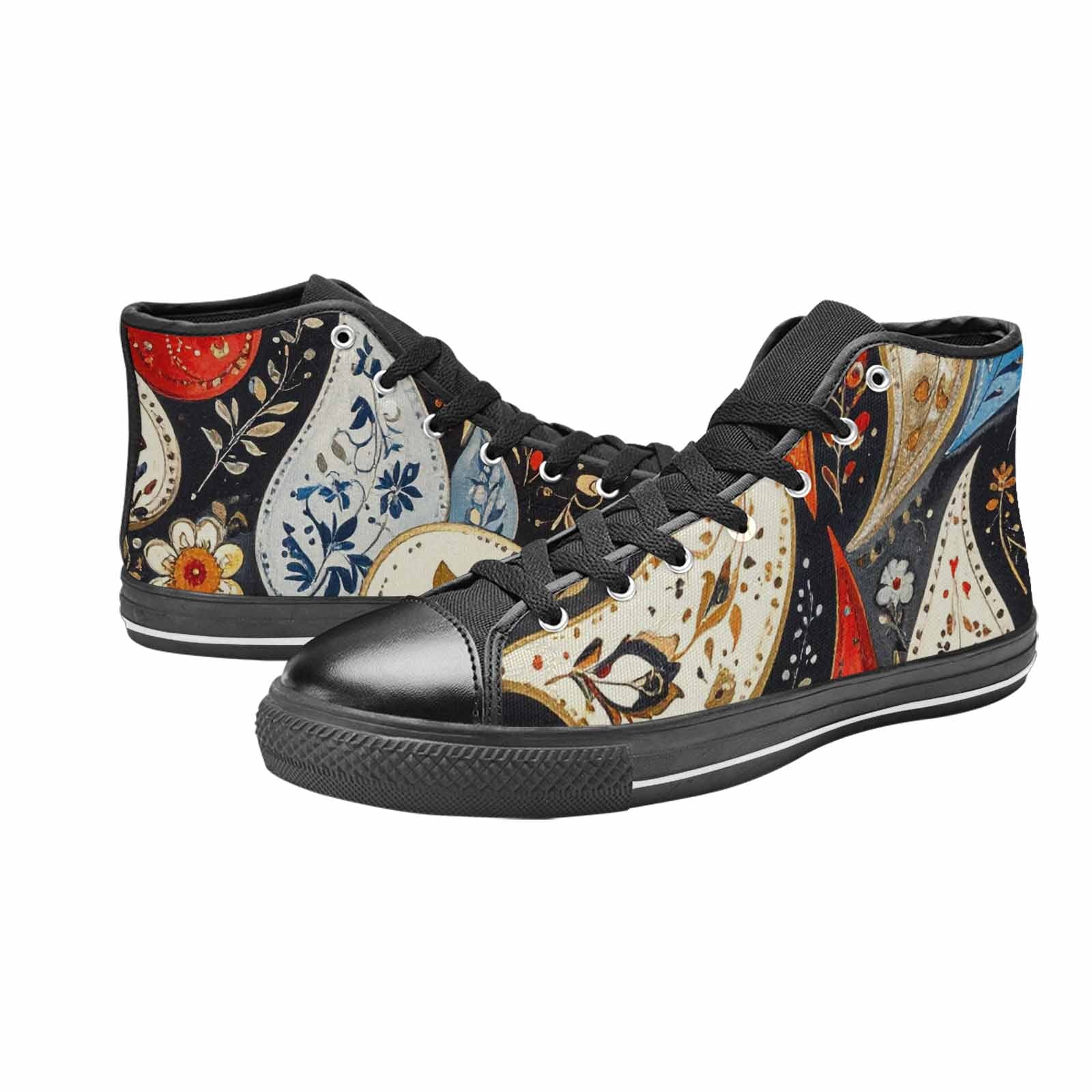 MEN'S Paisley Bandana High Top Canvas Dark Academia Custom Sneakers