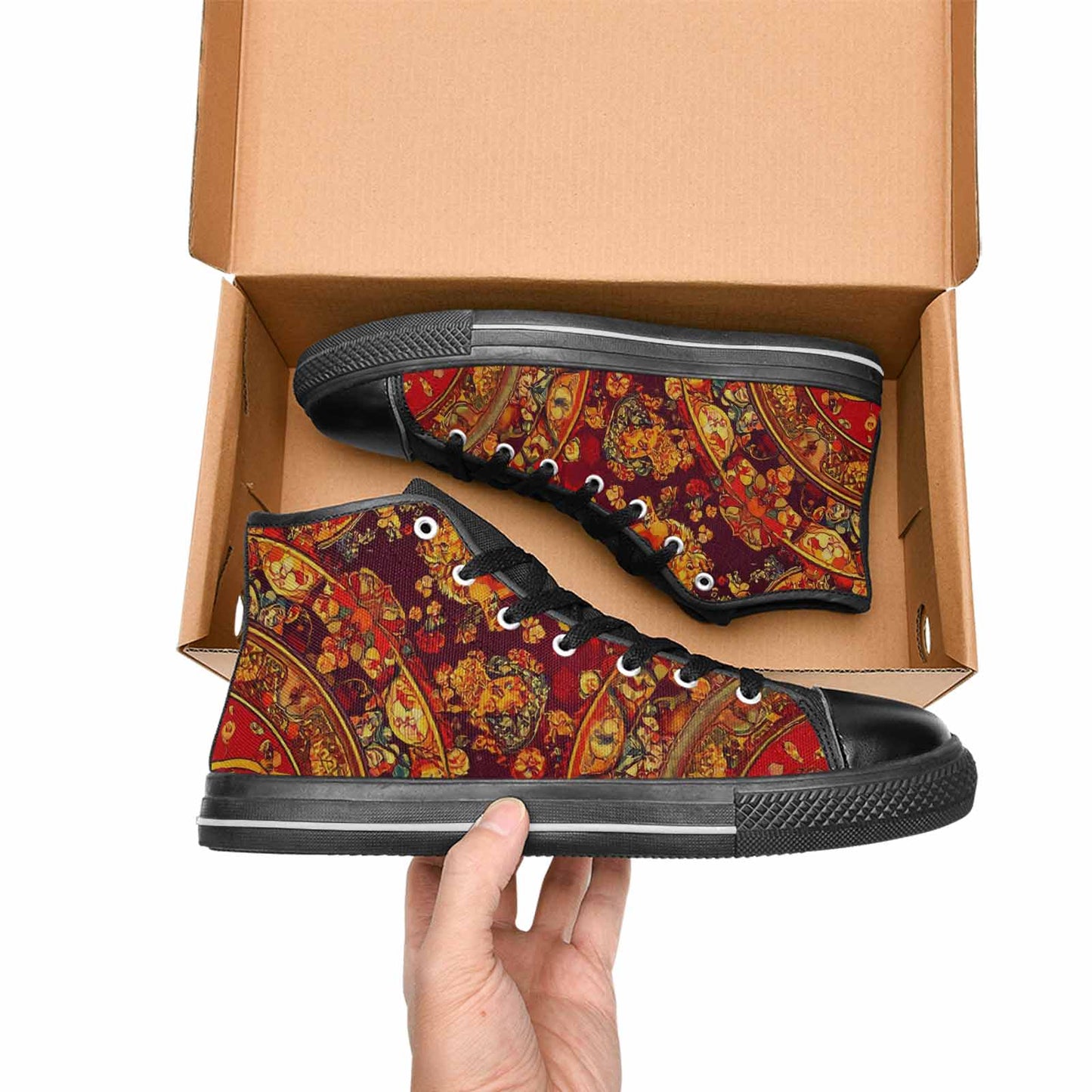 MEN'S Mandala Lions High Top Canvas Cottagecore Sneakers
