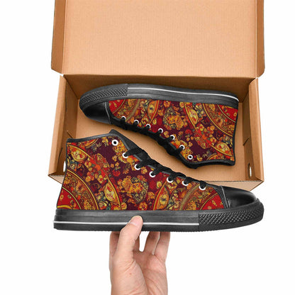 MEN'S Mandala Lions High Top Canvas Cottagecore Sneakers