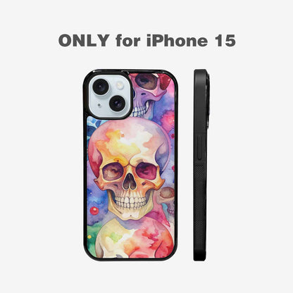iPhone 15 Case — Kulls Watercolor Skulls Small Skull Pattern, Customized Protective Case