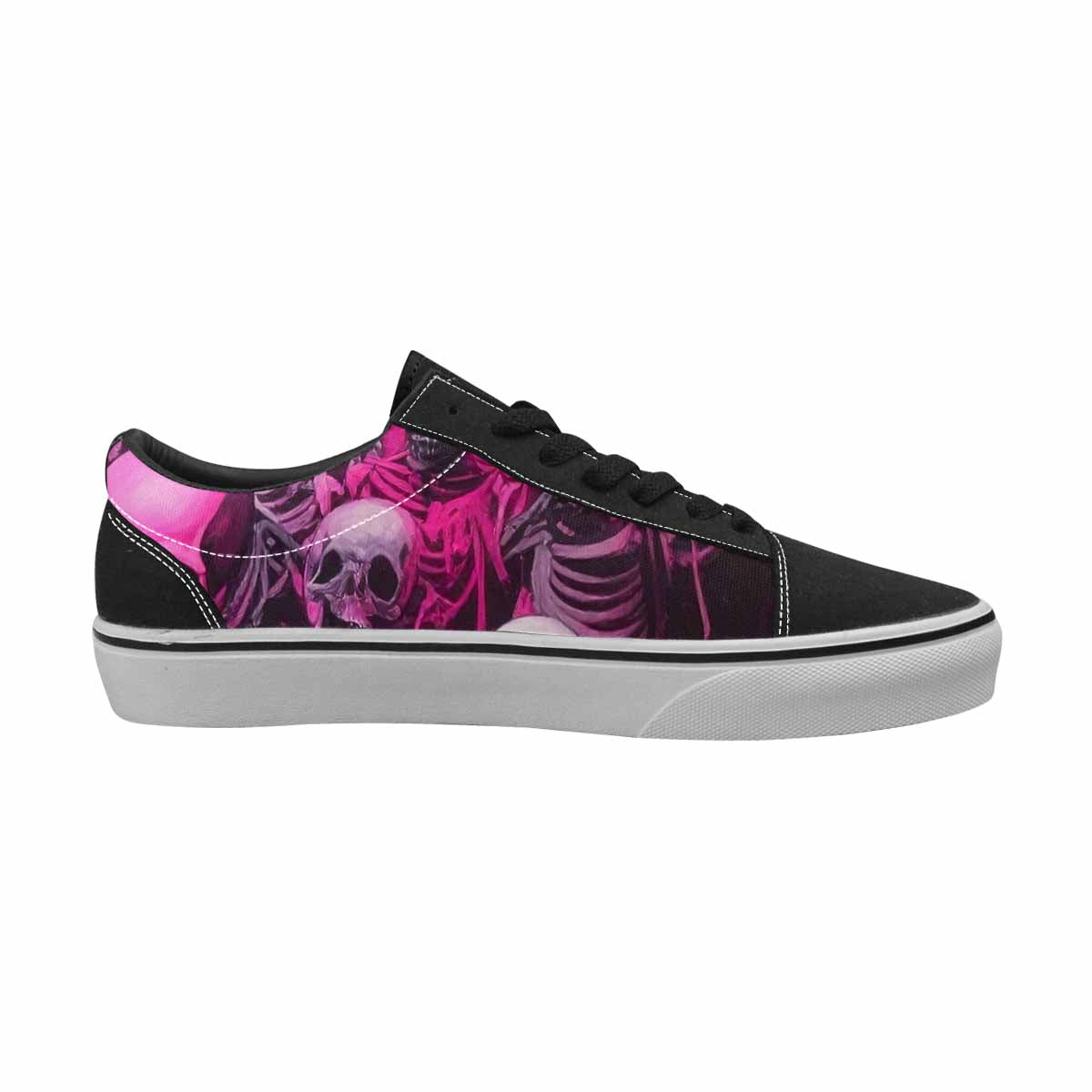 WOMEN'S Skeletons  Neon Pink Lace-Up Canvas Neon Fantasy Custom Shoes