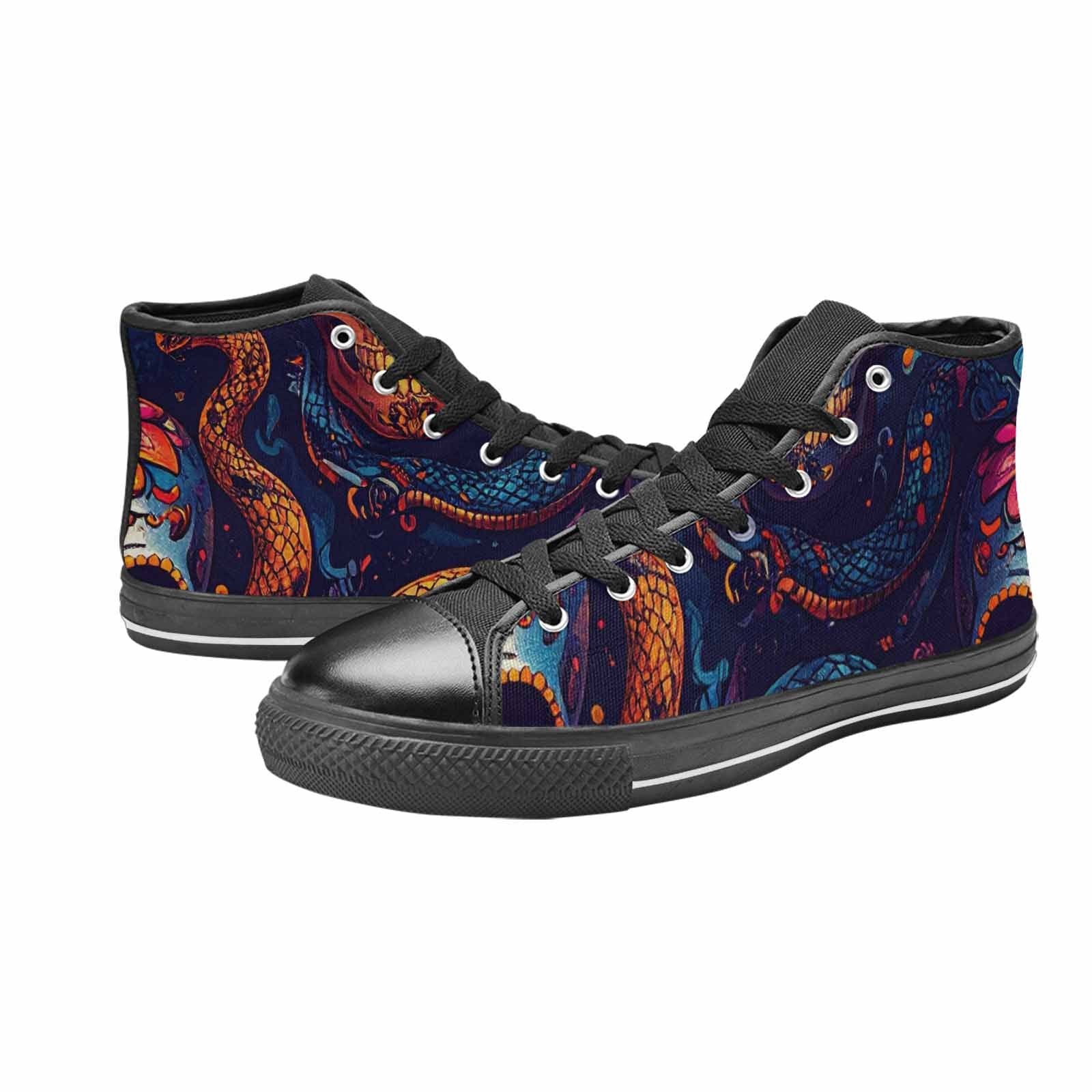 WOMEN'S Snake Skulls Print High Top Canvas Y2K Custom Sneakers