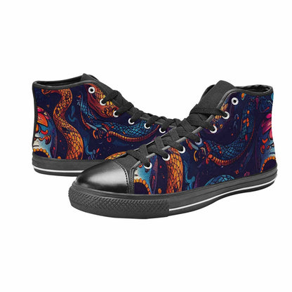WOMEN'S Snake Skulls Print High Top Canvas Y2K Custom Sneakers