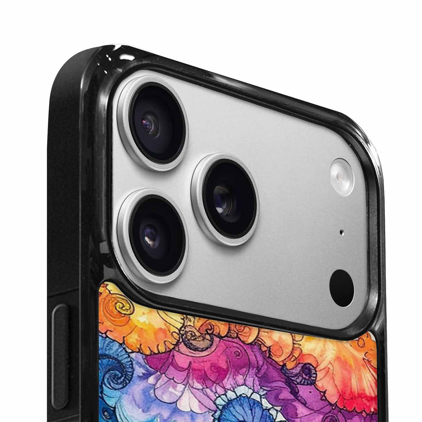 iPhone 17 Pro Case — Tie Dye Swirls Black Blue Tie, Custom Phone Case