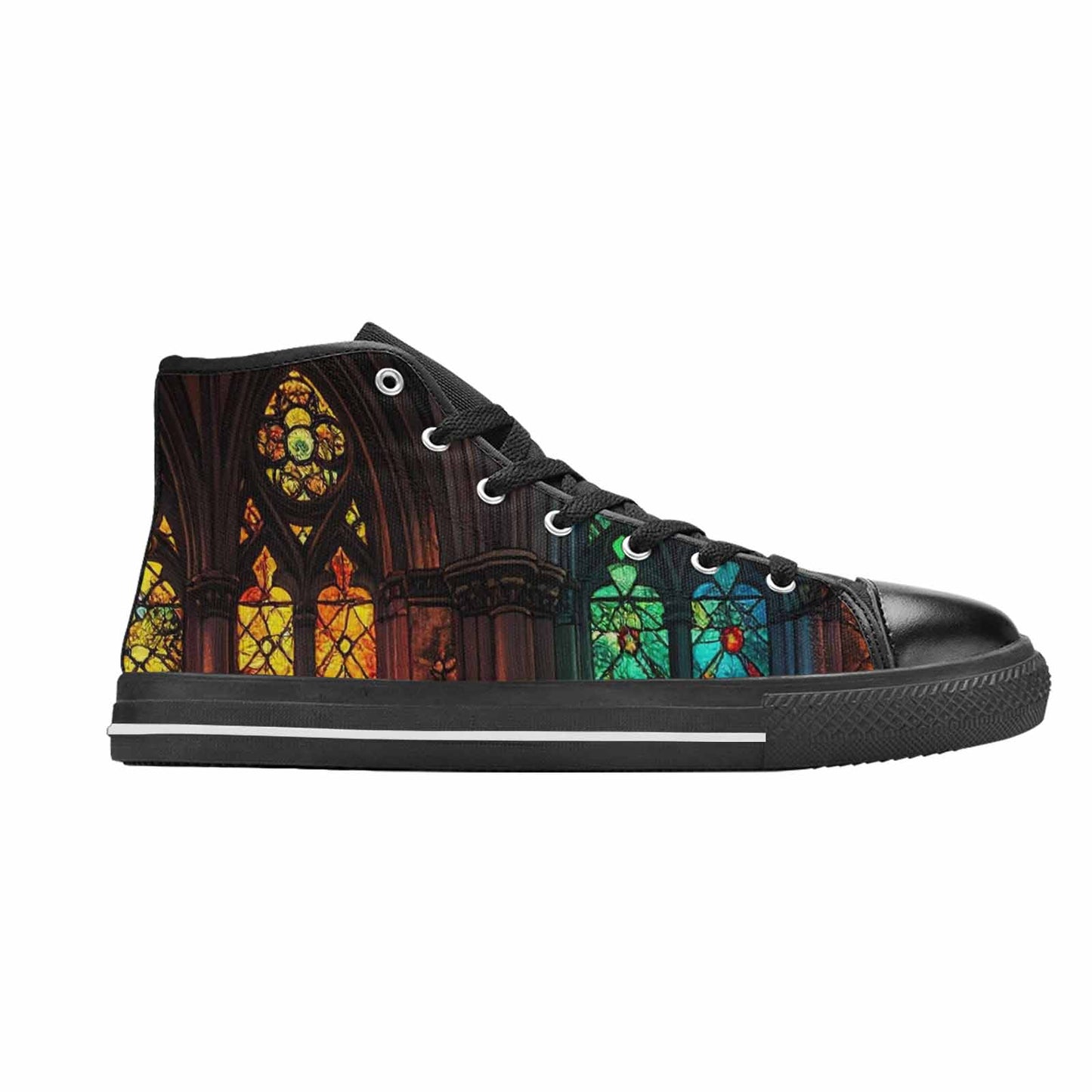 WOMEN'S Stained Glass Cathedral High Top Canvas Cottagecore Shoes