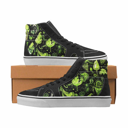 WOMEN'S Ice Cream Black & Green Ink High Top Canvas Personalized Aesthetic Custom Canvas Shoes