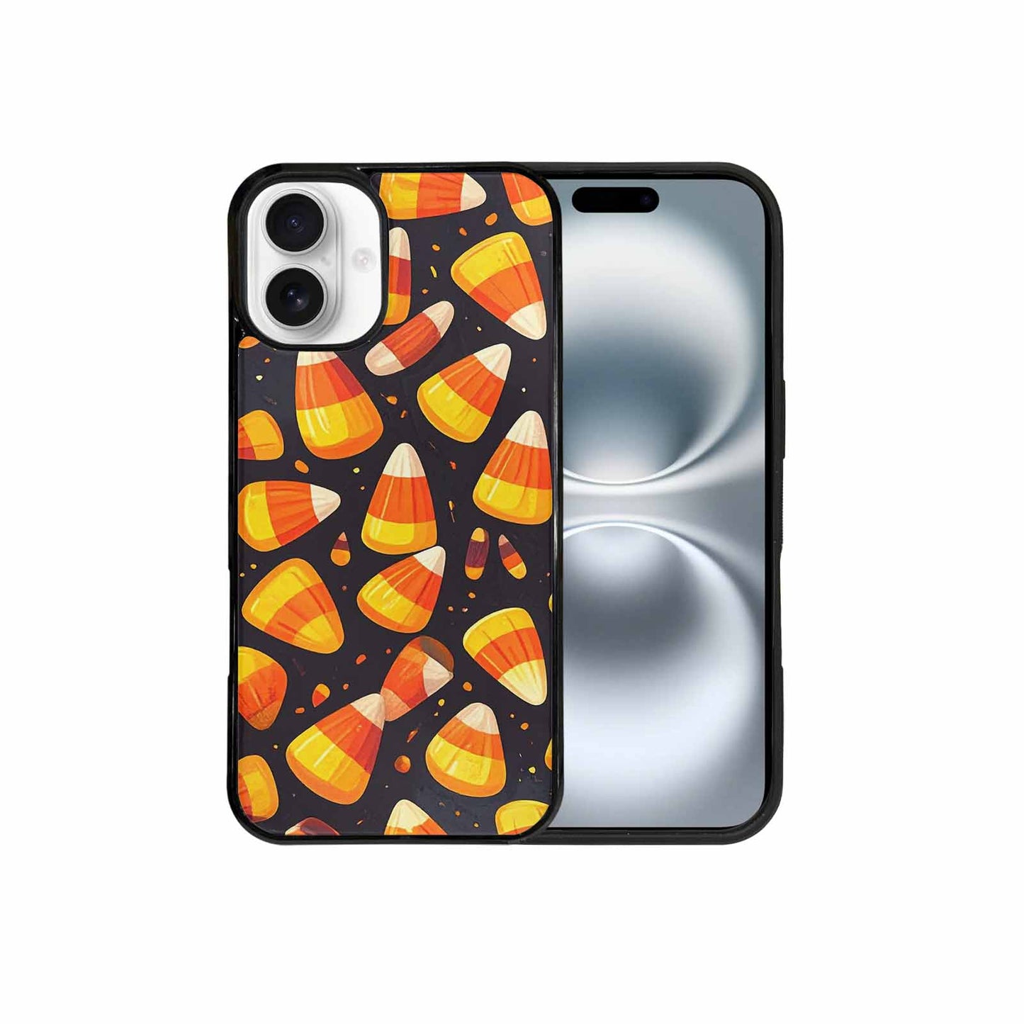 iPhone 16 Plus Case — Halloween Candy Corn, Custom Printed Phone Case