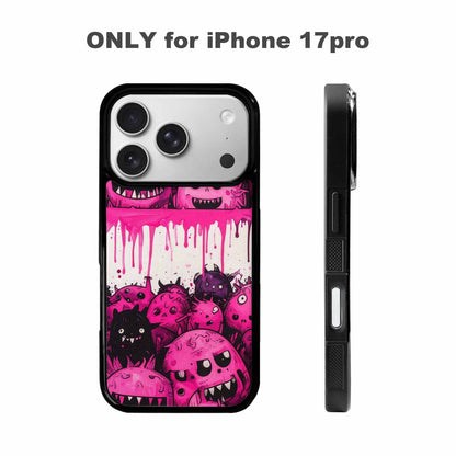 iPhone 17 Pro Case — Black Pink Ink Monsters General Cartoon, Custom Designed Case Cover