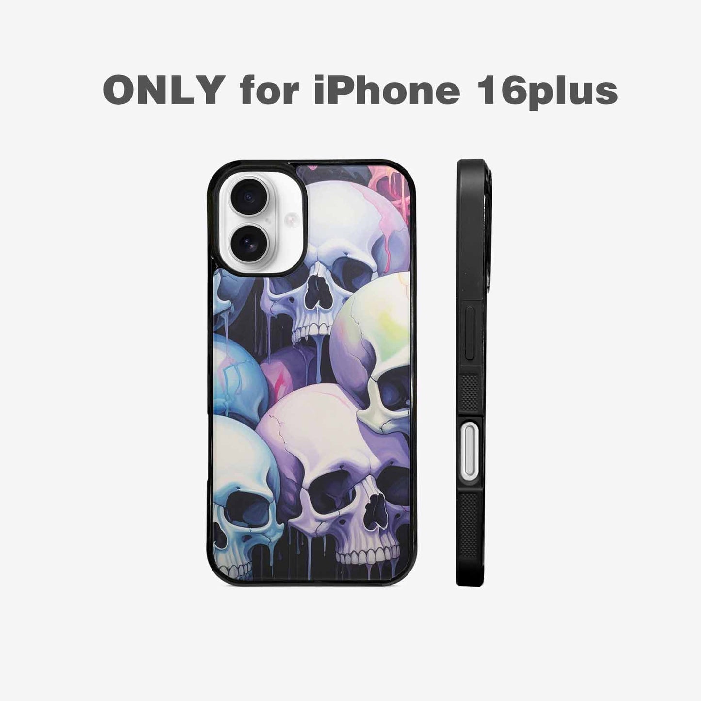 iPhone 16 Plus Case — Dark Black And White Color Tone, Custom Phone Case