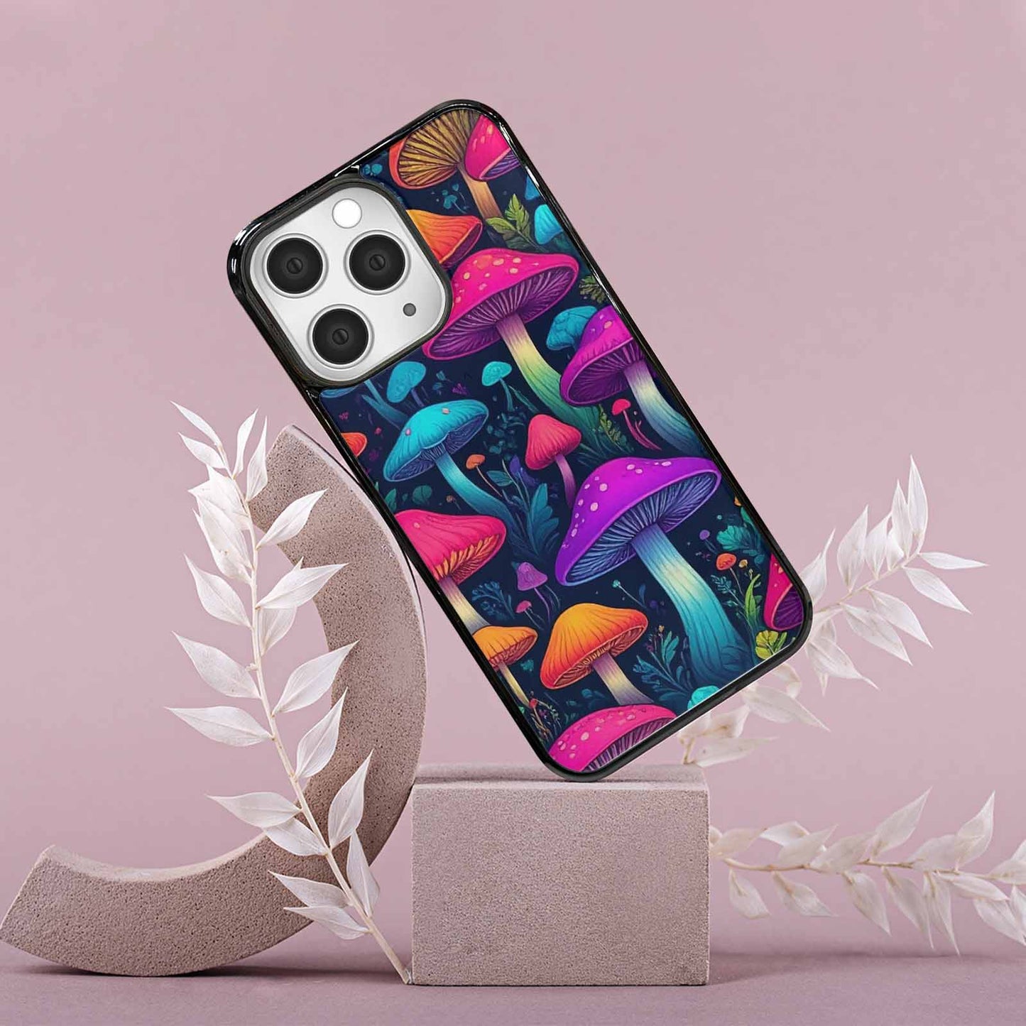 iPhone 15 Pro Max Case — Mushroom Psychedelic Art Seamless Pattern Vibrant, Custom Designed Case Cover