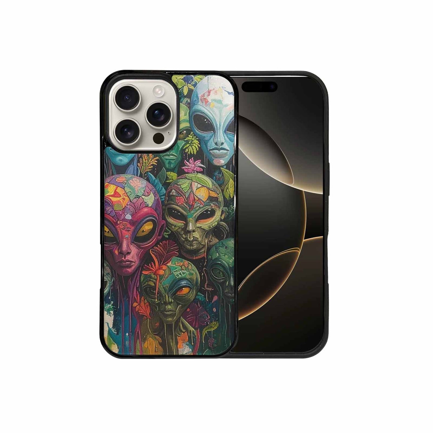iPhone 16 Pro Max Case — Aliens Pattern Hundreds Of Sma Cbj, Custom Printed Phone Case