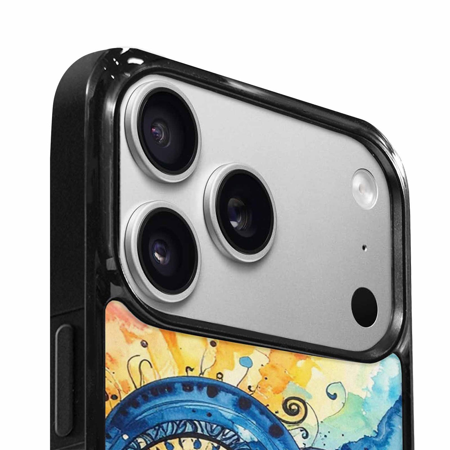 iPhone 17 Pro Case — Tie Dye Swirls Black Blue Tie, Custom Phone Case
