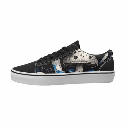 MEN'S Mushrooms Black & Blue Ink Canvas Personalized Kaleidoscope Custom Canvas Shoes