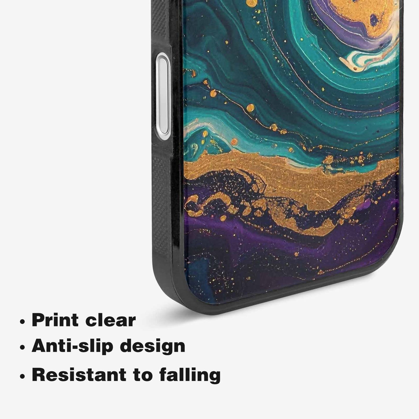 iPhone 16 Plus Case — Marbled Swirl Texture Blended With Galaxy, Custom Made Phone Cover
