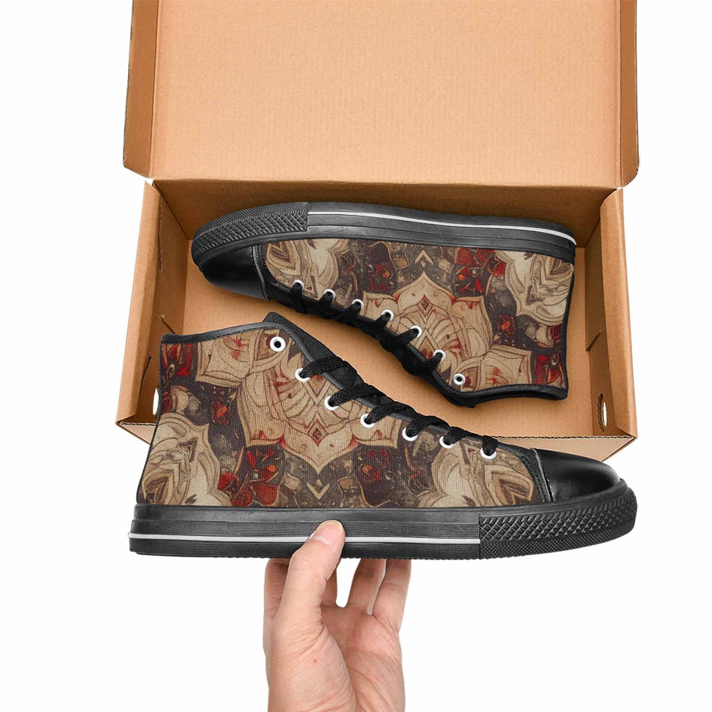 MEN'S Mandala High Top Canvas Wallpaper Art Sneakers