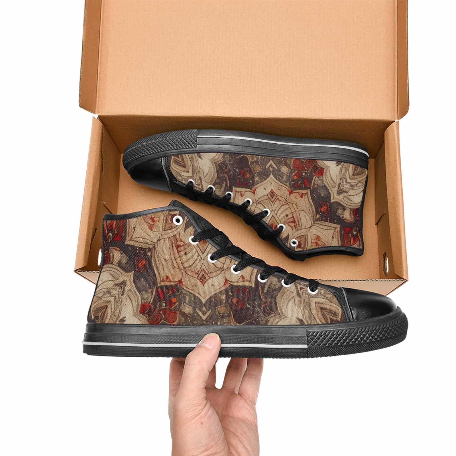 MEN'S Mandala High Top Canvas Wallpaper Art Sneakers