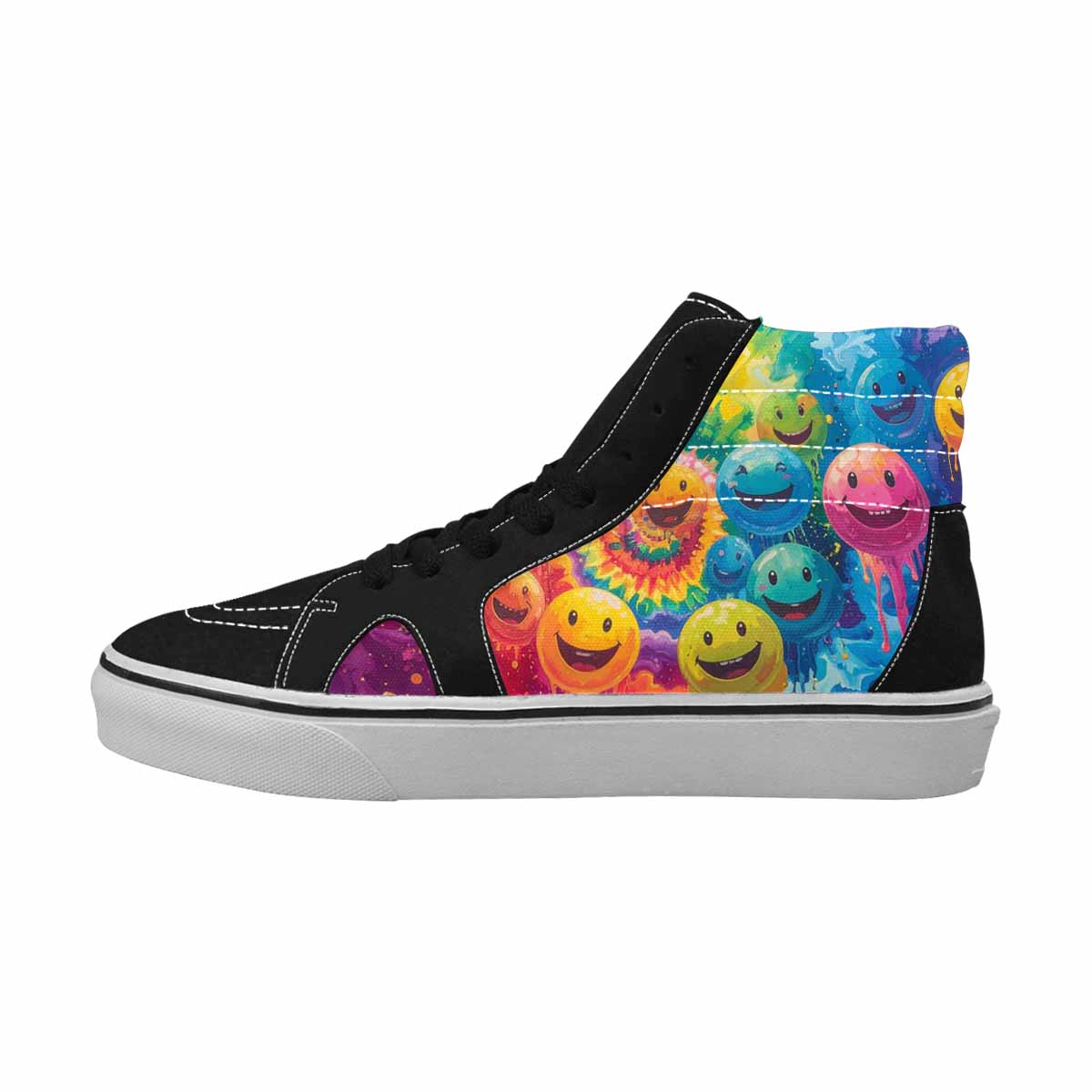 MEN'S Smiley Facessmiley Faces  High Top Canvas Wallpaper Art Custom Sneakers