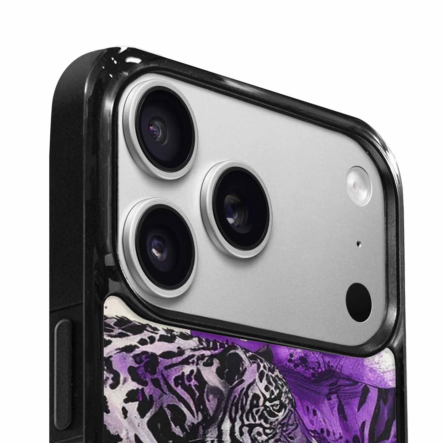 iPhone 17 Pro Case — Black Purple Ink Animal Print Animal, Custom Made Phone Cover