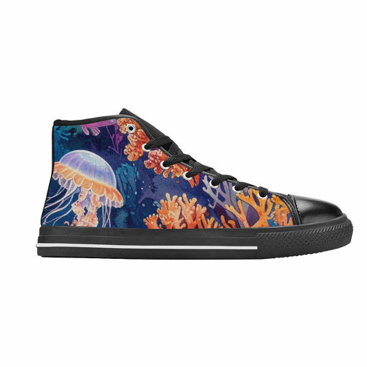 WOMEN'S Fish Scale Coral High Top Canvas Grunge Sneakers