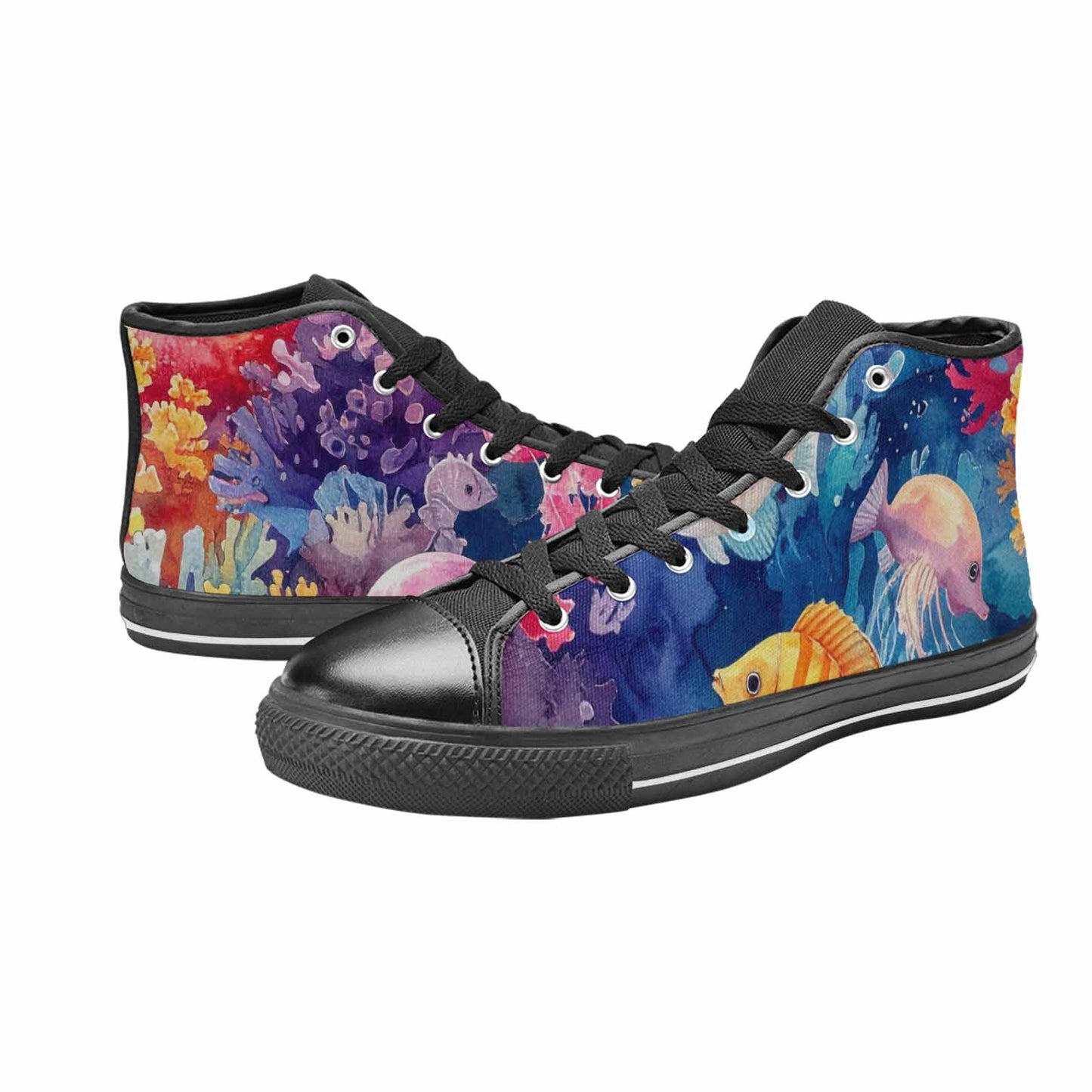 WOMEN'S Fish Scale Coral High Top Canvas Dreamcore Custom Sneakers