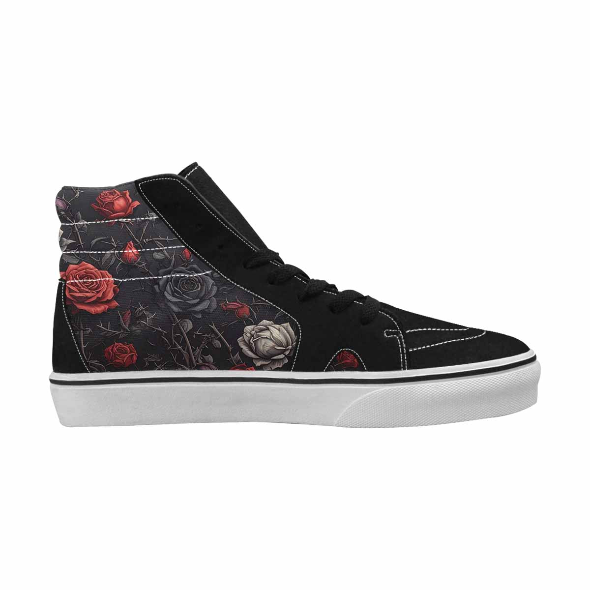 MEN'S Black Gothic Rose High Top Canvas Y2K Custom Shoes