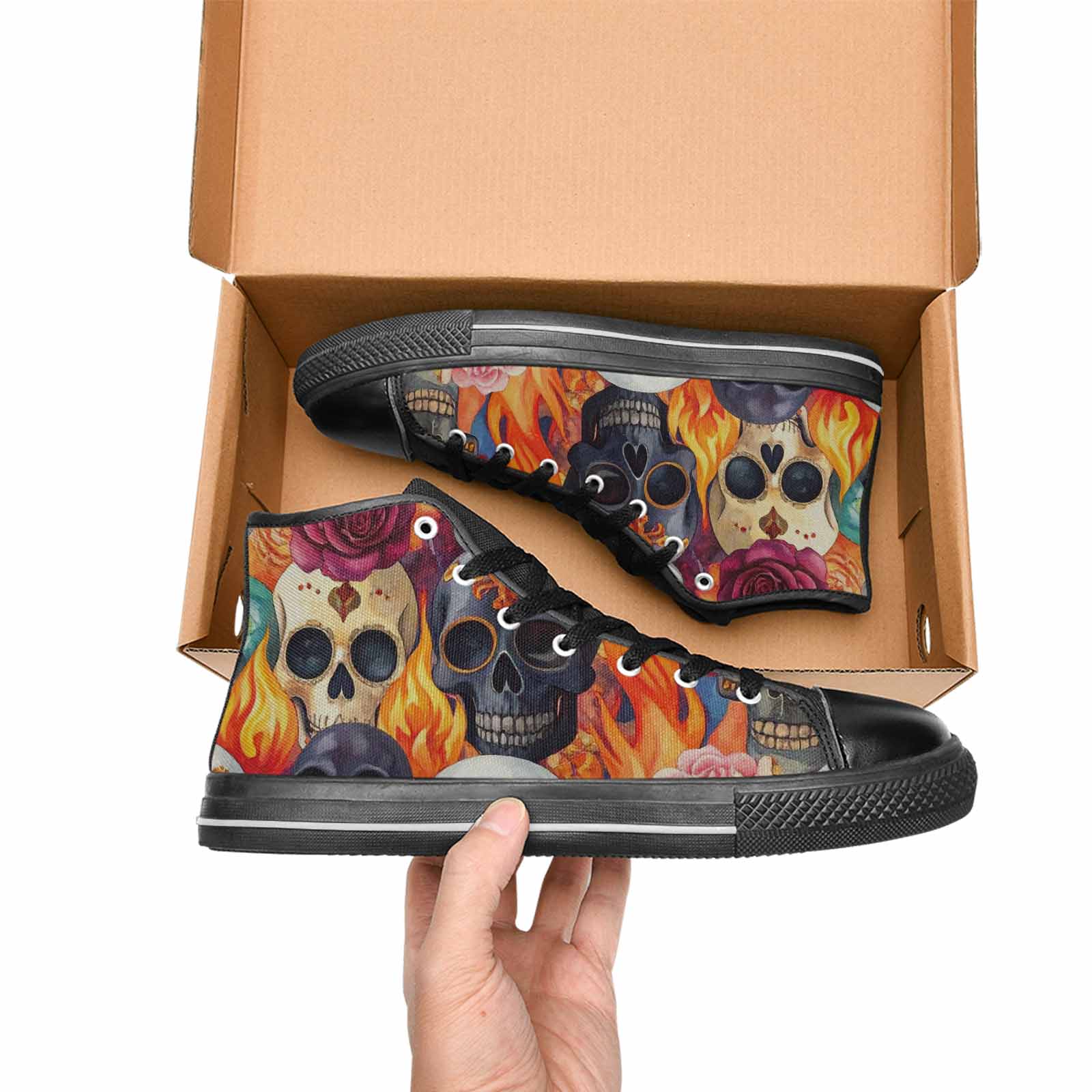 MEN'S Skull High Top Canvas Dark Academia Sneakers