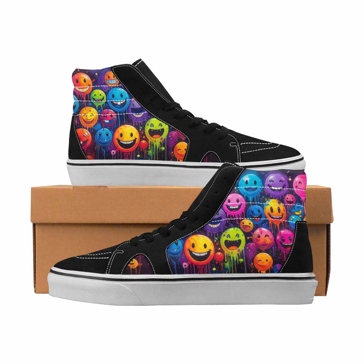 MEN'S Smiley Face High Top Canvas Personalized Aesthetic Custom Kicks