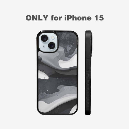 iPhone 15 Case — Grey Camo Print, Customized Protective Case