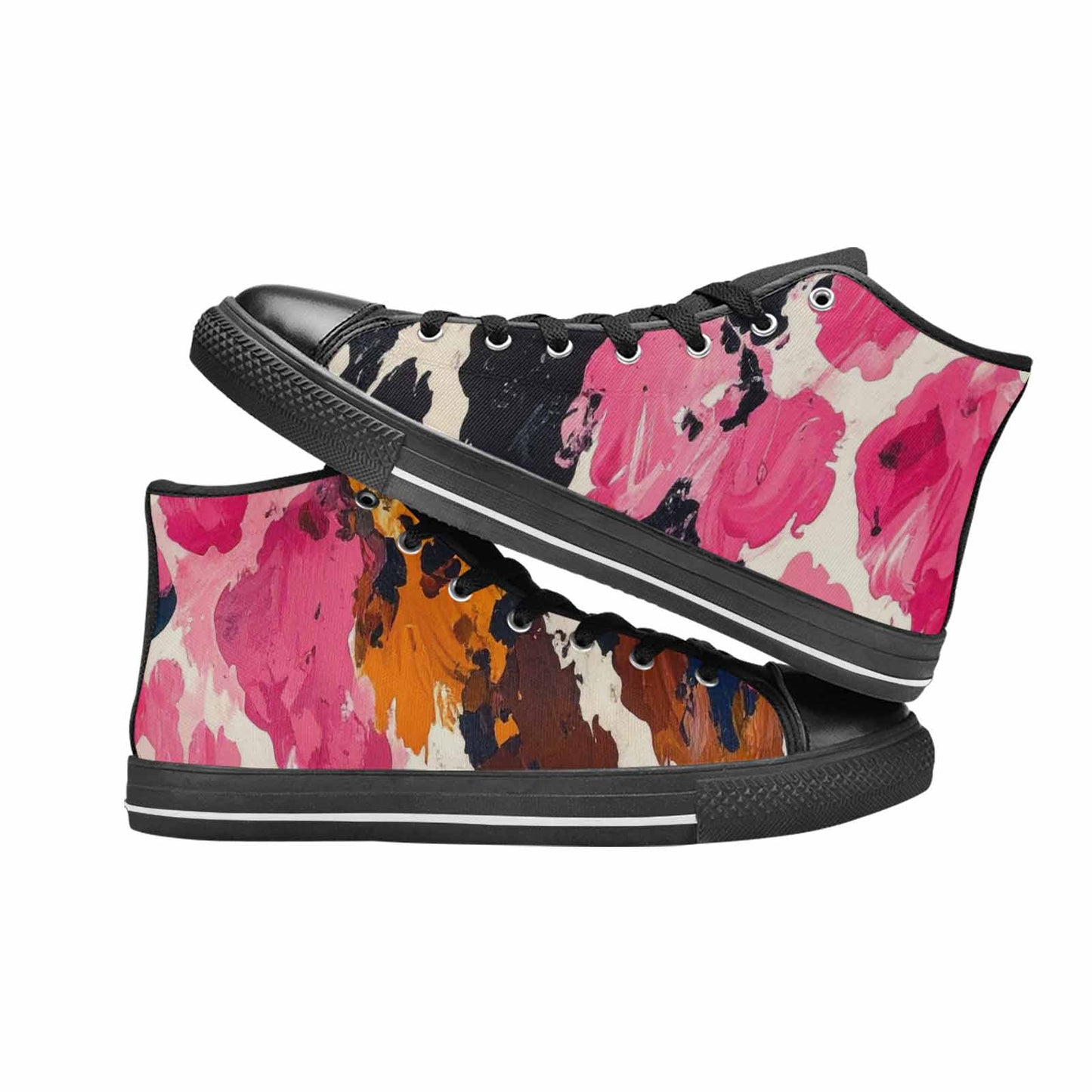 WOMEN'S Cow Animal Print High Top Canvas Cottagecore Custom Shoes